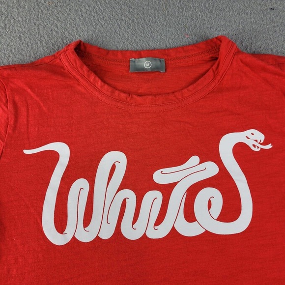 White Snake Shirt Mens Medium Red Black Colorblock Modern Streetwear Graphic Tee - Picture 3 of 9